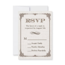 Resposta de RSVP em Moldura Vintage de Linho Marfi