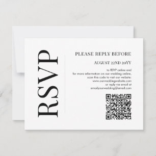 Resposta de RSVP em QR Code Minimalista Preto e Br