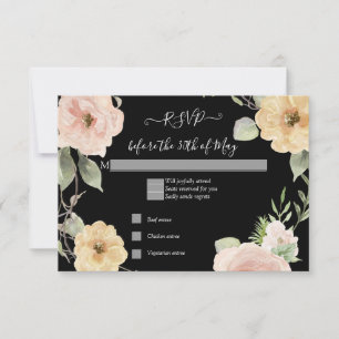 Resposta de RSVP Floral Boho Amarelo Rosa Preto