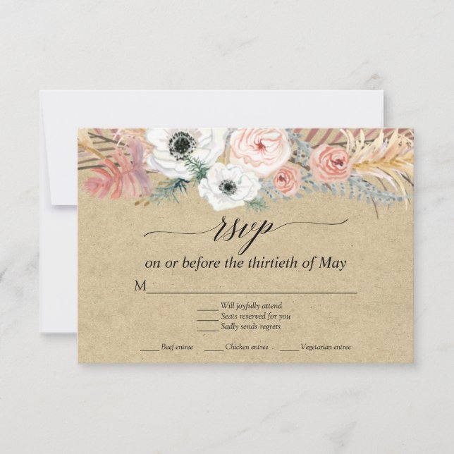 Resposta de RSVP Floral Branco Boho Capim Pampas P (Frente)
