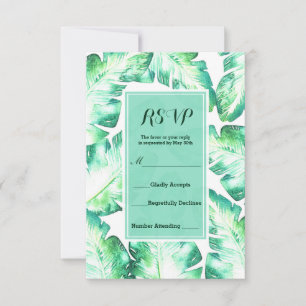 Resposta de RSVP Folhas Tropicais Brancas e Verdes