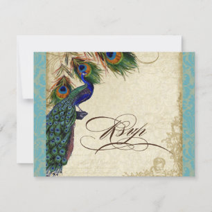 Resposta de RSVP Formal de Peacock & Feather Azul 