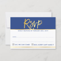 RESPOSTA DE RSVP glamour moderno azul real com lâm