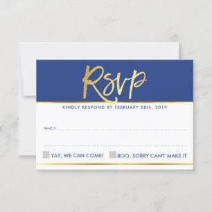 RESPOSTA DE RSVP glamour moderno azul real com lâm