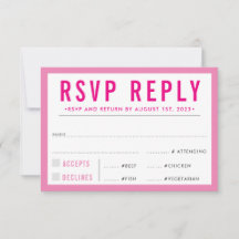 RESPOSTA DE RSVP moderna garota ousada rosa