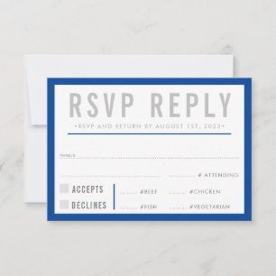 RESPOSTA DE RSVP moderna ousada menino azul cinza