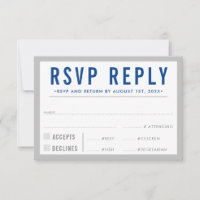 RESPOSTA DE RSVP moderna ousada menino cinza azul
