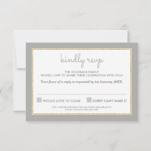 RESPOSTA DE RSVP padrão de listras simples cinza