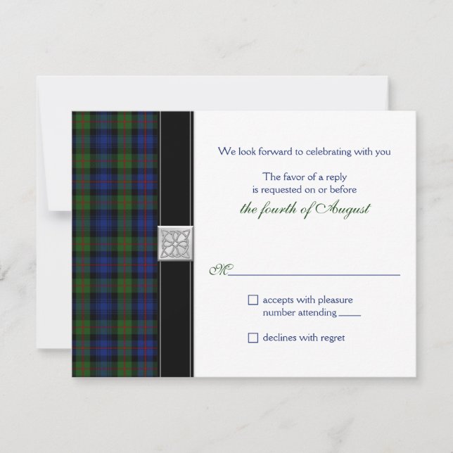 Resposta de RSVP para Casamento com Tartan Murray  (Frente)