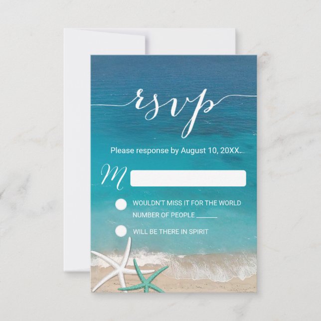 Resposta de RSVP para Casamento na Praia Starfish (Frente)