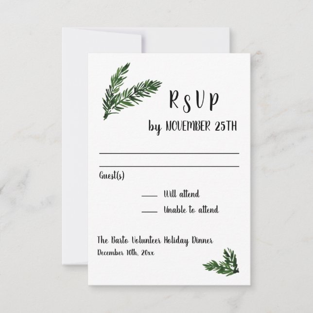 Resposta de RSVP para Recepção de Evento de Festa  (Frente)