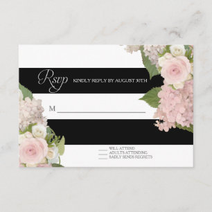 Resposta de RSVP Preto Escuro com Floral Bonito
