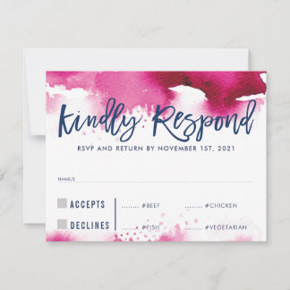 RESPOSTA DE RSVP resposta rosa escuro aquarela ref