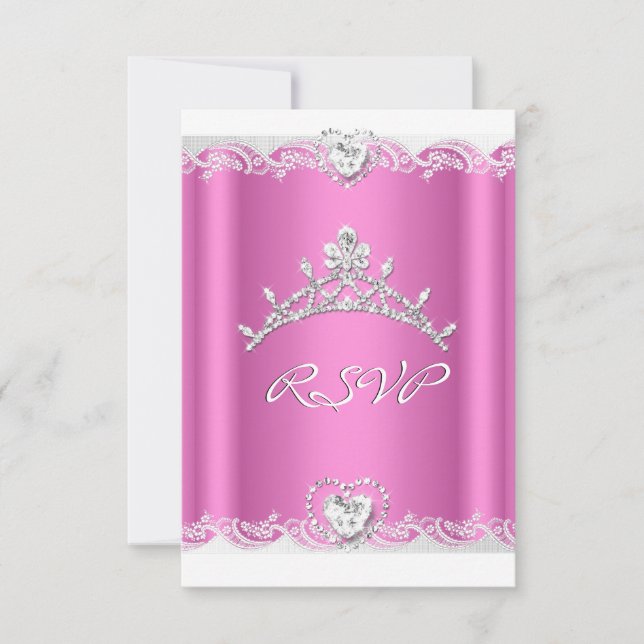Resposta de RSVP Rosa Branco de Renda Quinceanera (Frente)
