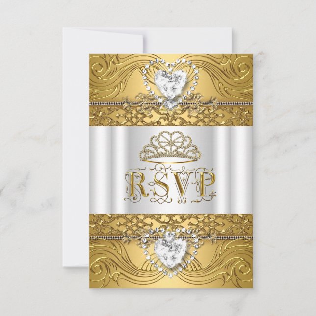Resposta de RSVP White Gold Quinceanera (Frente)