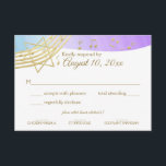 Resposta Dourada do Music Bat Mitzvah<br><div class="desc">Música no cartão de resposta do Bar de ar Mitzvah em Púrpura,  Azul e Ouro. Personalize com seu próprio texto conforme necessário.</div>