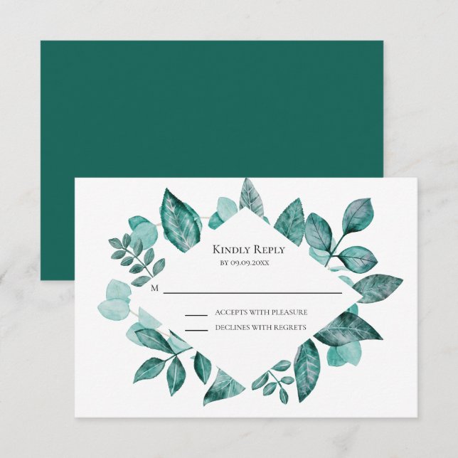 Resposta Elegante do Teal Greenery, Casamento de A (Frente/Verso)