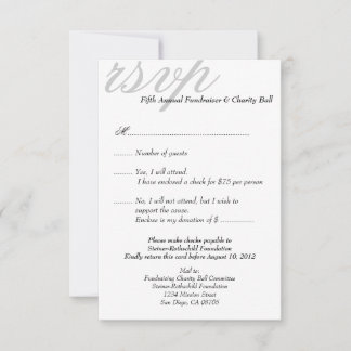 Resposta elegante RSVP do evento formal da cinza d