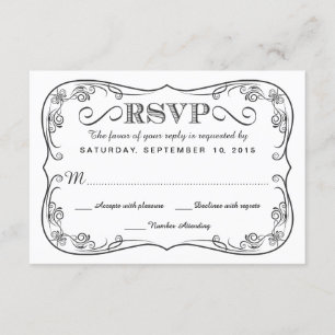 Resposta extravagante do casamento do quadro RSVP