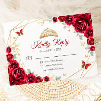 Resposta Floral de Quinceanera Vermelha Dourada