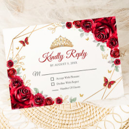 Resposta Floral de Quinceanera Vermelha Dourada