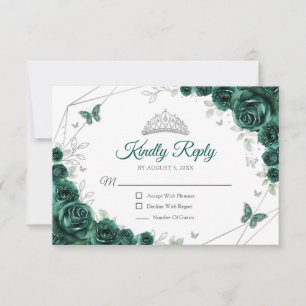 Resposta Floral Esmeralda Prata Quinceanera