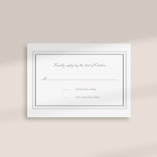 Resposta Formal De Casamento De Frame Embossed Dup (formal traditional elegant calligraphy wedding rsvp card faux embossed frame ivory classic)