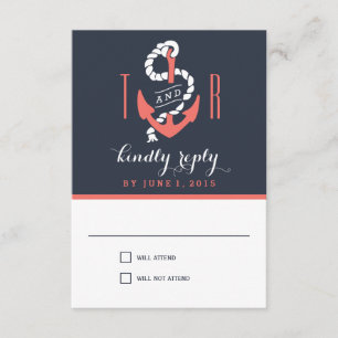 Resposta Náutica de Casamento Chic/Placas RSVP