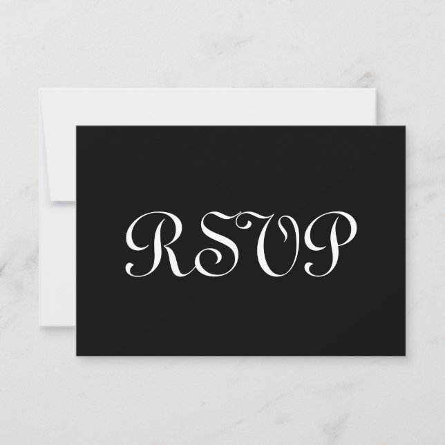 Resposta Negra e Branca de Casamento RSVP (Frente)