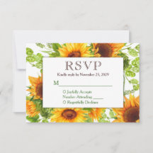 Resposta Nupcial RSVP Floral Amarelo Sunflower