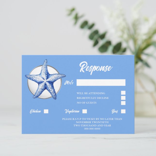 Resposta química azul de Starfish prateado branco (Em pé/Frente)