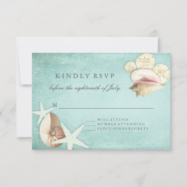 Resposta RSVP — Arte Informal de Seashells na Prai (Frente)