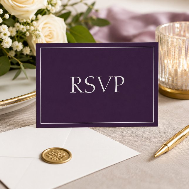 Resposta RSVP Atraente Ameixa e Prata (Criador carregado)