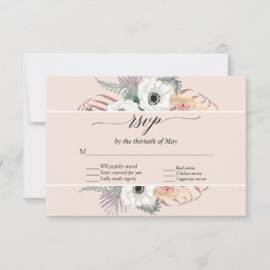 Resposta RSVP com Floral Boho Grama de Pampas Folh