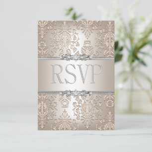 Resposta RSVP Damasco Elegante Creme Floral Prata