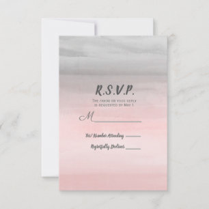 Resposta RSVP de Aquarela Moderna Rosa e Cinza Enr