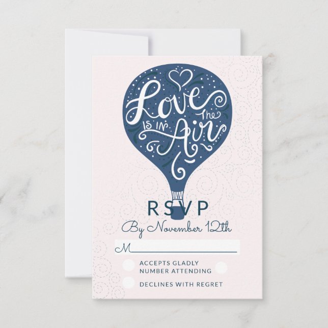 Resposta RSVP de Casamento Azul com Marinho de Amo (Frente)