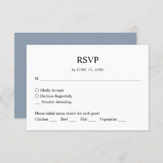 Resposta RSVP de Casamento Azul Dusty Minimalista