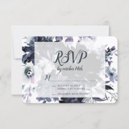 Resposta RSVP de Casamento Azul Floral Nocturna