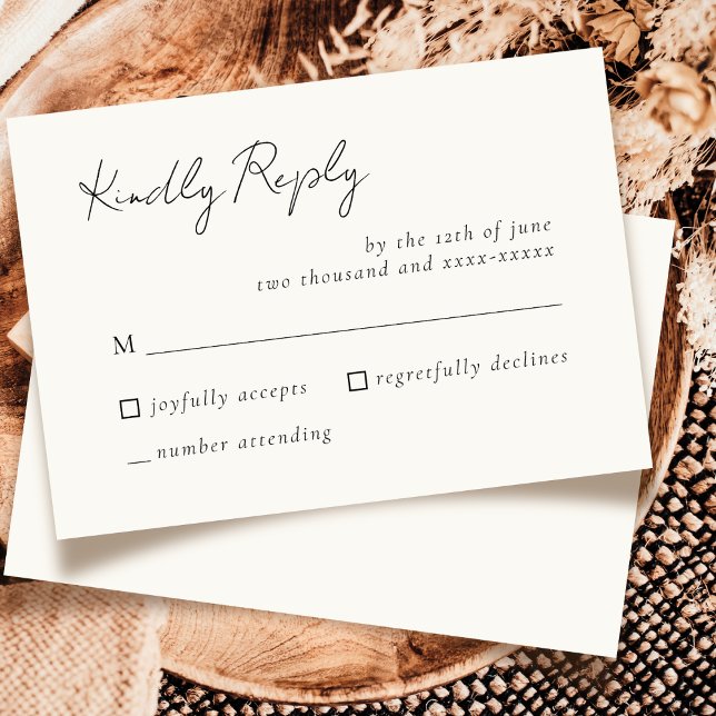 Resposta RSVP de Casamento Branca de Marfim Elegan (Criador carregado)