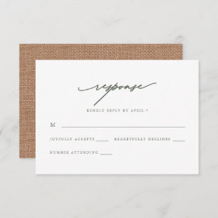Resposta Rsvp de Casamento Chic Sage e Burlap