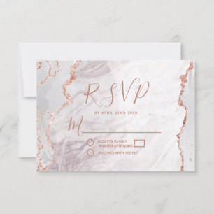 Resposta RSVP de Casamento de Agato Dourado Branco