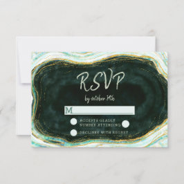 Resposta RSVP de Casamento de Agato Dourado e Verd