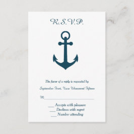 Resposta RSVP de Casamento de Âncora Azul Branco e