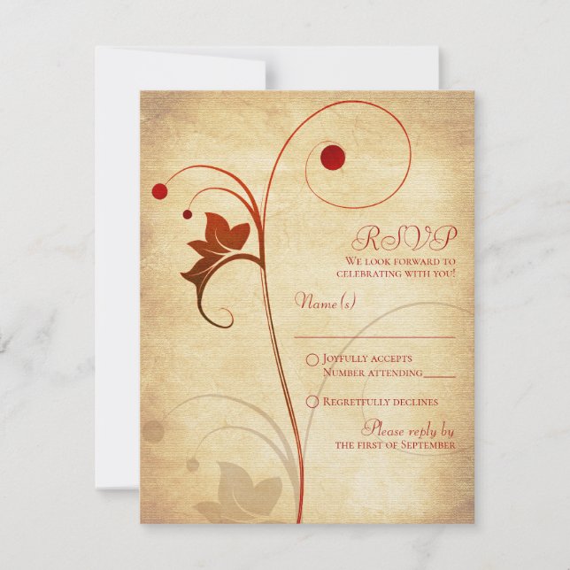 Resposta RSVP de Casamento de Autumn Vine Berries (Frente)