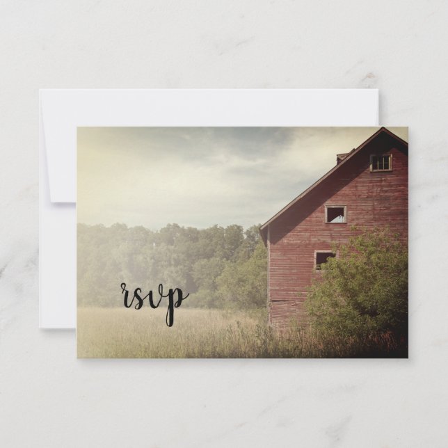 Resposta RSVP de Casamento de Casamento de Barn Ve (Frente)