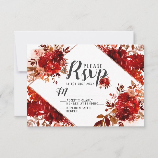 Resposta RSVP de Casamento de Casamentos Florais d (Frente)