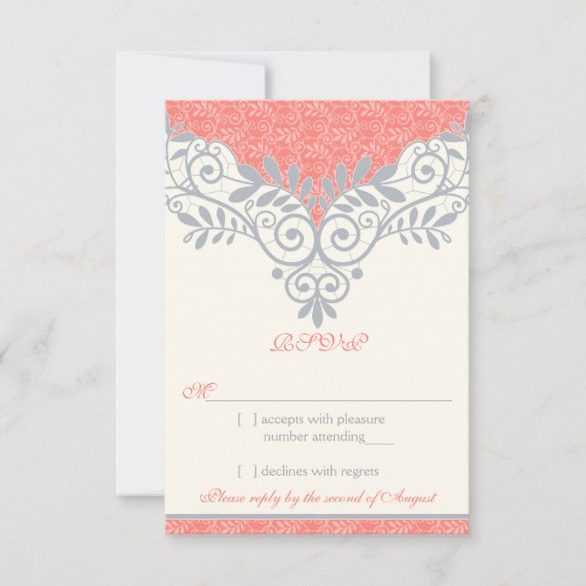 Resposta RSVP de Casamento de Cinzas de Silver Cor (Frente)