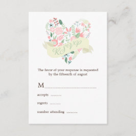 Resposta RSVP de Casamento de Coração Floral Moder