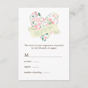 Resposta RSVP de Casamento de Coração Floral Moder